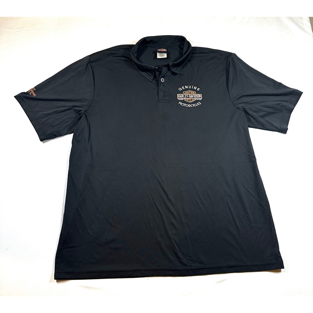 Harley-Davidson Mens Black Performance Polo Shirt Embroidered Logo 2XL XXL